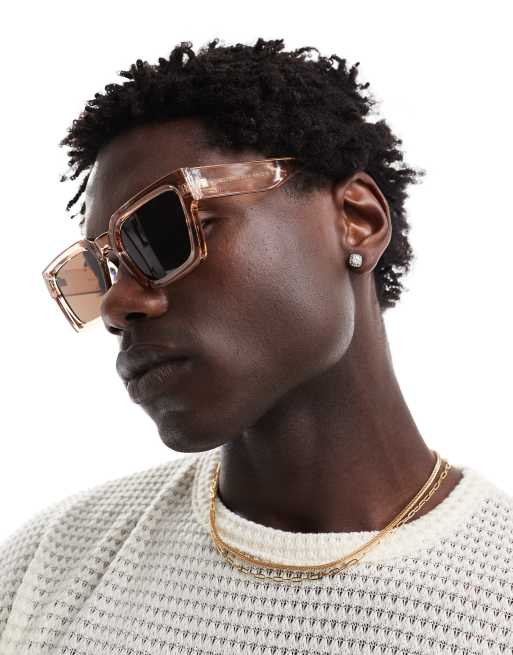ASOS DESIGN square sunglasses in beige, 4 of 4