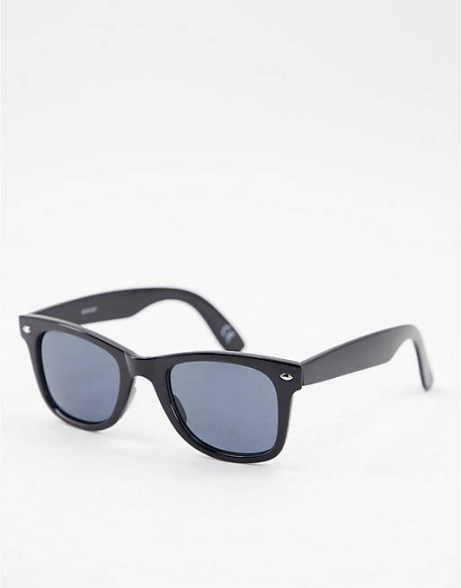 ASOS DESIGN square sunglasses in black plastic with smoke lens