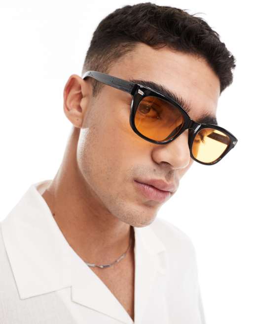 CerbeShops DESIGN square sunglasses in black with amber lens