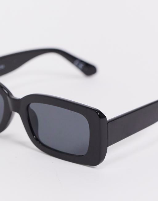 ASOS DESIGN square sunglasses in black with black lens, 3 of 4