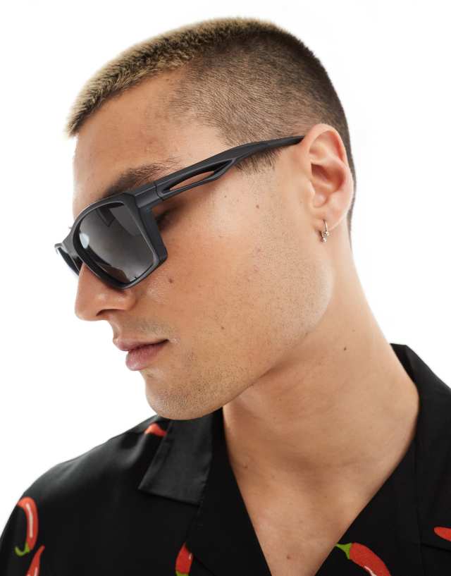 ASOS DESIGN - square sunglasses in black