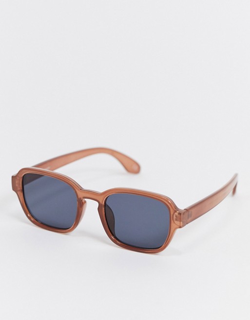 ASOS DESIGN 70's square sunglasses in brown with smoke lens