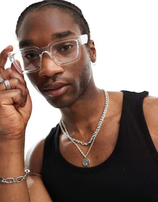 ASOS DESIGN square sunglasses in clear, 4 of 4