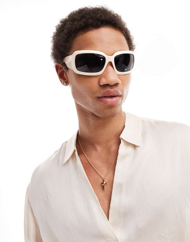 ASOS DESIGN - square sunglasses in cream