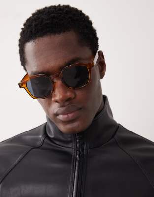 Asos Design Square Sunglasses In Brown