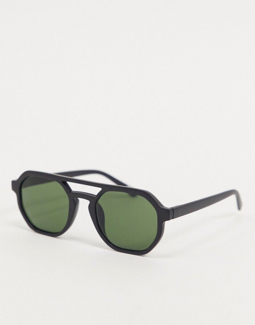 ASOS DESIGN square sunglasses in matte black with smoke lens