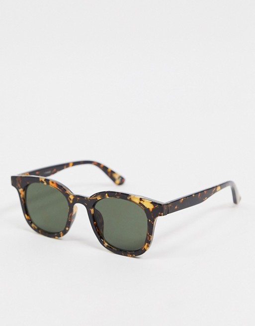 ASOS DESIGN square sunglasses in tort with smoke lens