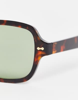 Asos Design Square Sunglasses In Tort Asos