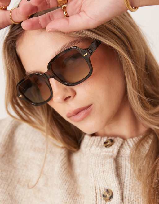ASOS DESIGN square sunglasses in tort