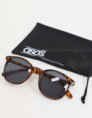 ASOS DESIGN ASOS DESIGN square sunglasses in tortoiseshell with smoke lens-Brown