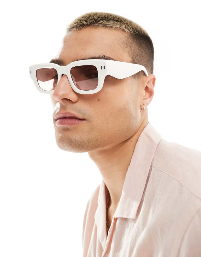 ASOS DESIGN - square sunglasses in white