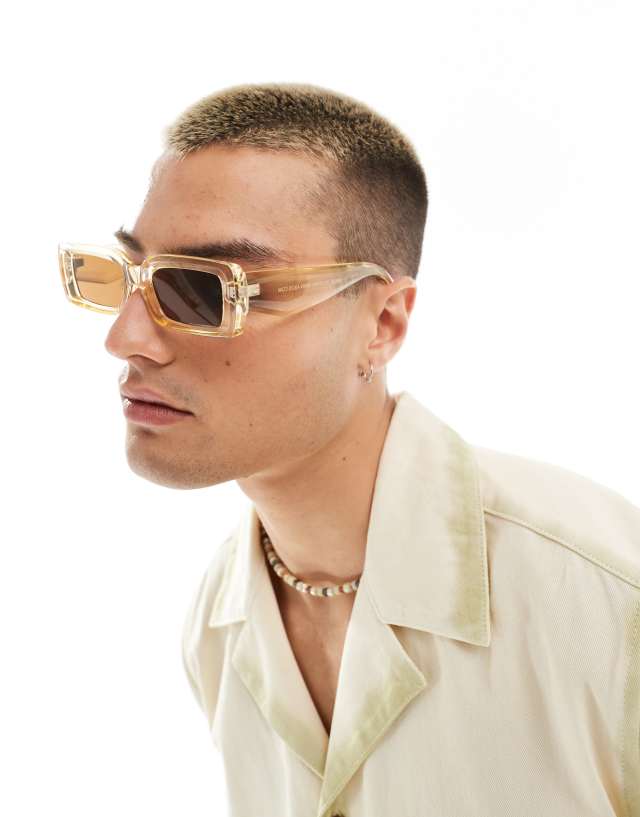 ASOS DESIGN - square sunglasses in yellow