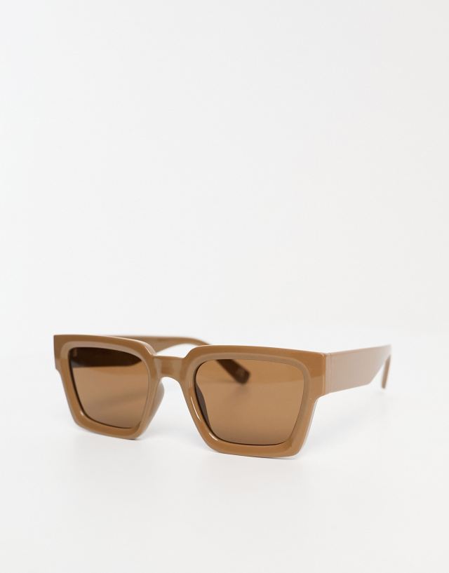 ASOS DESIGN square sunglasses with bevel frame in brown