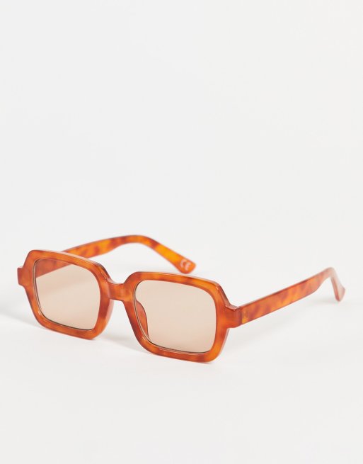 Asos Design Square Sunglasses With Brown Lens In Brown Tortoiseshell Brown Asos 0927