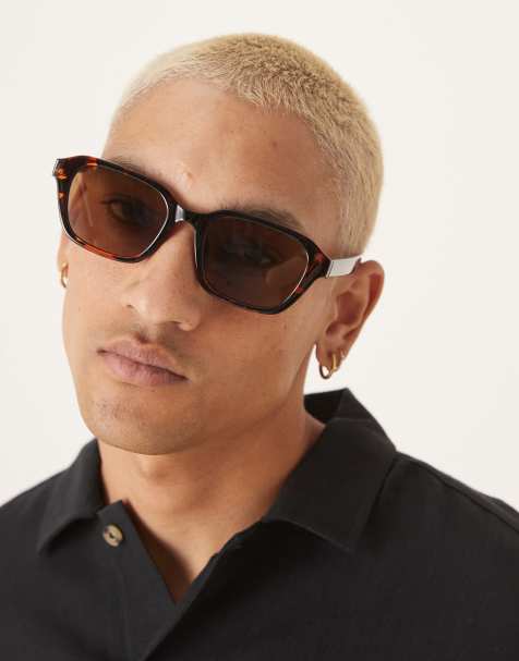 ASOS DESIGN square sunglasses with dark tortoiseshell frame and brown lens - view 1