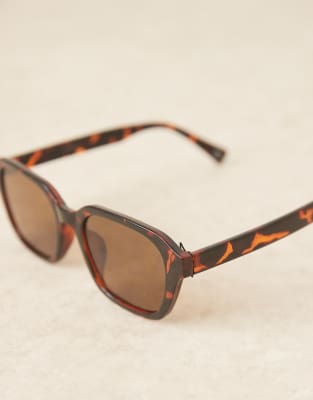 Asos Design Square Sunglasses With Dark Tortoiseshell Frame And Brown Lens