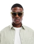 [ASOS DESIGN] ASOS DESIGN square sunglasses with khaki crystal frame-Green No Size KHAKI