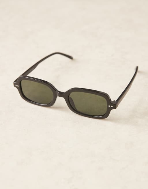 ASOS DESIGN square sunglasses with metal detail in black, 2 of 3