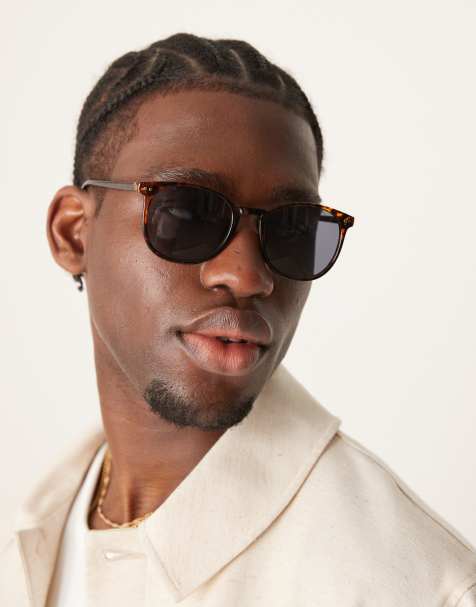 ASOS DESIGN square sunglasses with smoke lens and tortoise frame - view 1