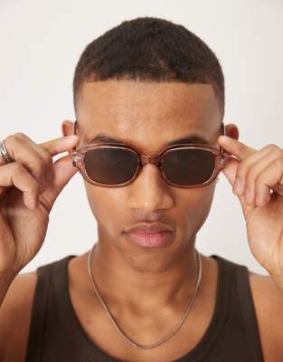 ASOS DESIGN ASOS DESIGN square sunglasses with solid brown lens and crystal brown frame