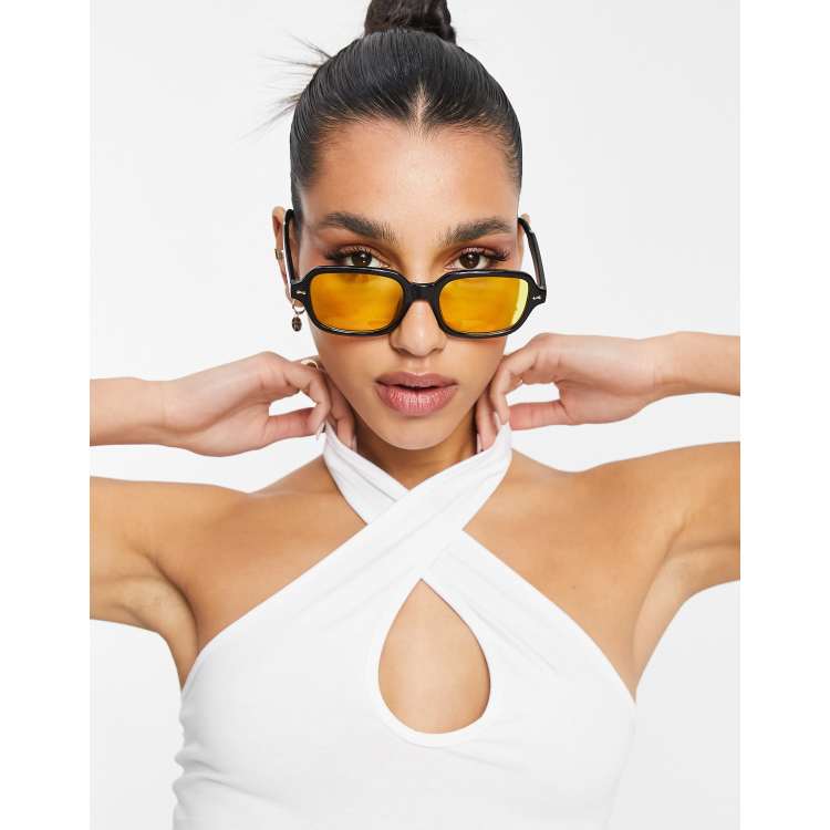 Vintage Square Yellow Sunglasses For Women And Men Trending Black