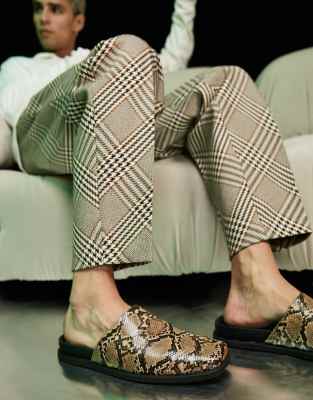 snake print backless loafers