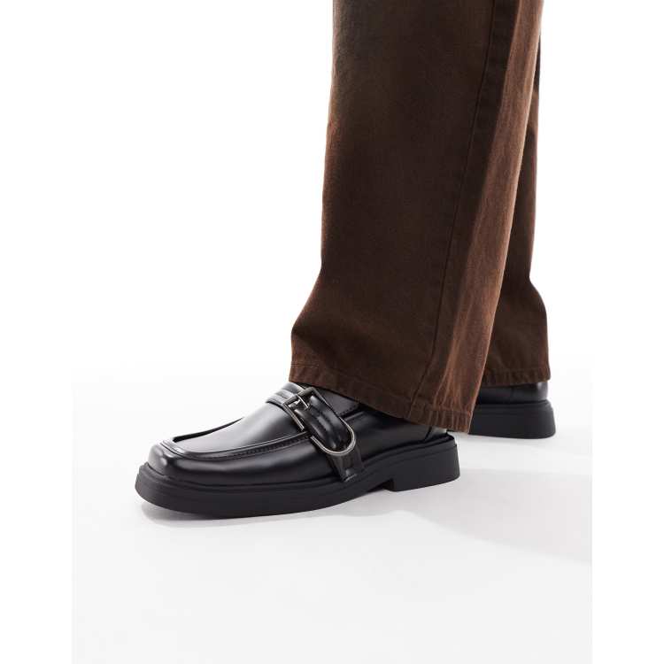  Design Men’s Black Square Platform Loafers ASOS DESIGN chelsea boot with square toe in black Size : 39  main image 4