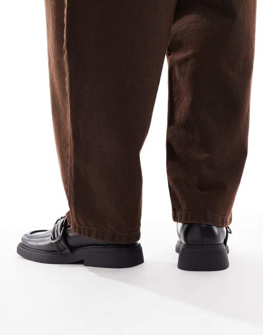 ASOS DESIGN square toe loafers in black with buckles | ASOS display picture 2