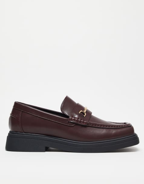 ASOS DESIGN square toe loafers in burgundy - view 1