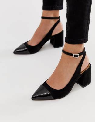 asos design speakeasy pointed mid heels