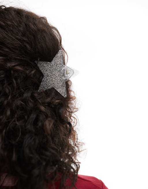 ASOS DESIGN – Srebrna brokatowa klamra do włosów w kształcie gwiazdy