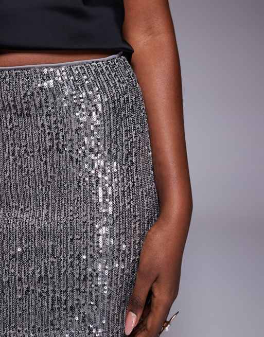 ASOS DESIGN – Srebrna cekinowa spódnica mini, 5 z 5
