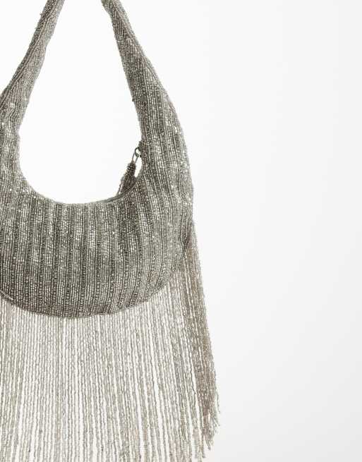 ASOS DESIGN – Srebrna zdobiona torebka na ramię z frędzlami, 4 z 4