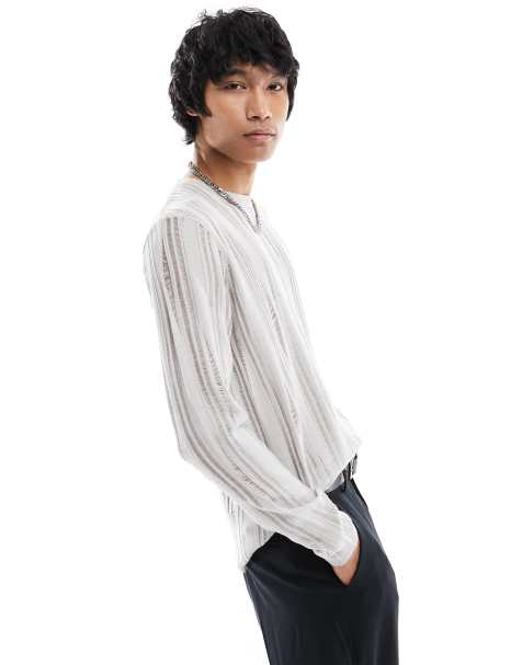 ASOS DESIGN – Srebrny dzianinowy sweter z drabinkowym splotem - view 1