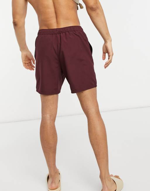 ASOS DESIGN – Średniej długości bordowe szorty kąpielowe, 2 z 4