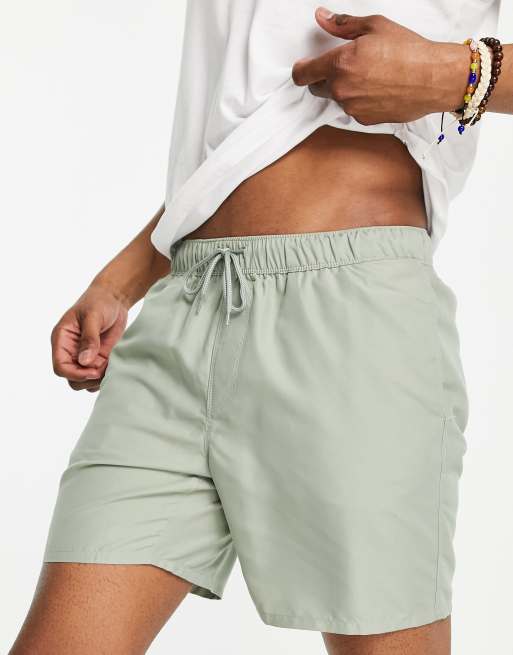 ASOS DESIGN – Średniej długości jasnozielone szorty kąpielowe