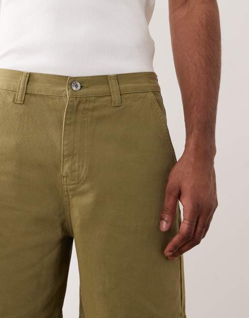 ASOS DESIGN – Średniej długości jortsy z diagonalu w kolorze khaki, 4 z 5