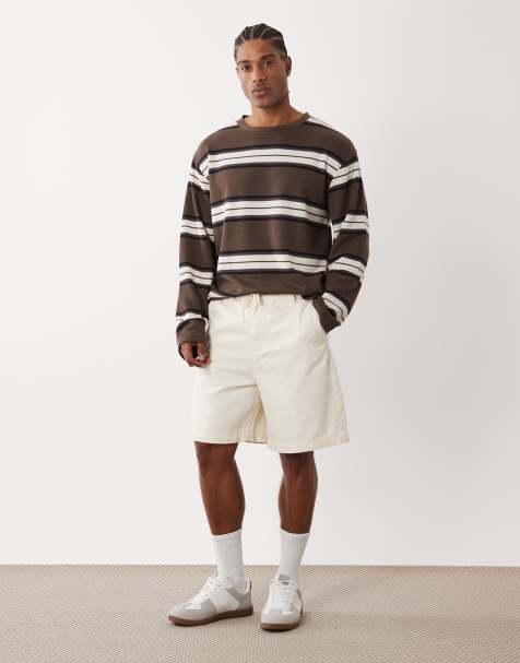 ASOS DESIGN – Średniej długości jortsy z paskiem w kolorze ecru - view 1