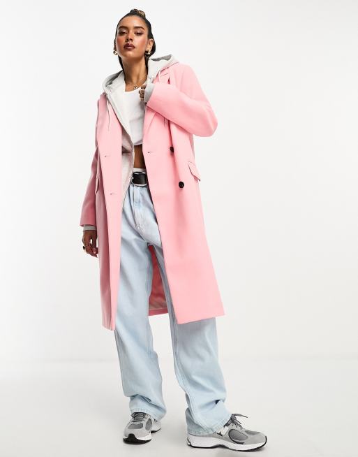 ASOS DESIGN – Średniej długości różowy płaszcz o fasonie dad