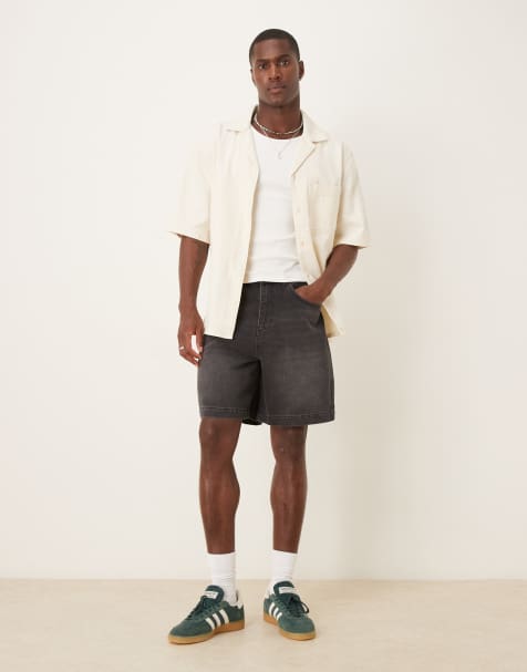 ASOS DESIGN mid length denim jort in washed black