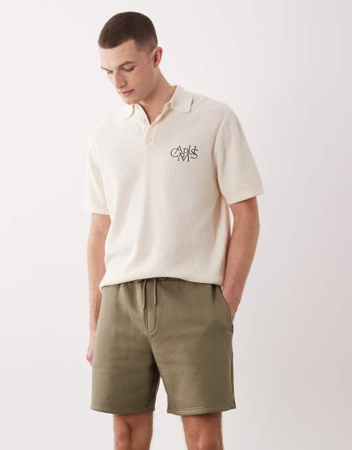 ASOS DESIGN – Średniej długości szorty z dżerseju basic o kroju oversize w kolorze khaki