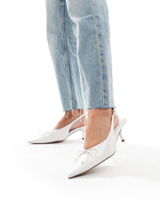 ASOS DESIGN - Sriracha - Råhvide slingback-sko med mellemhøj hæl og sløjfe, 3 af 4