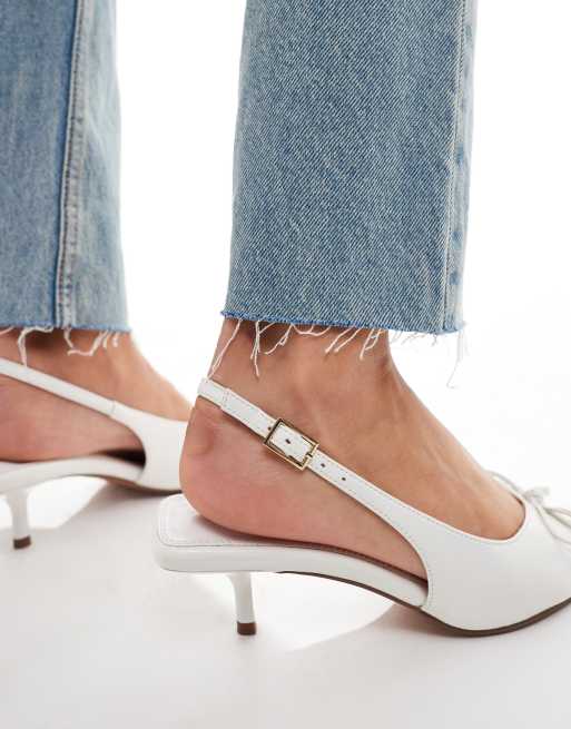 ASOS DESIGN - Sriracha - Slingback schoenen met halfhoge hak in gebroken wit, 4 van 4