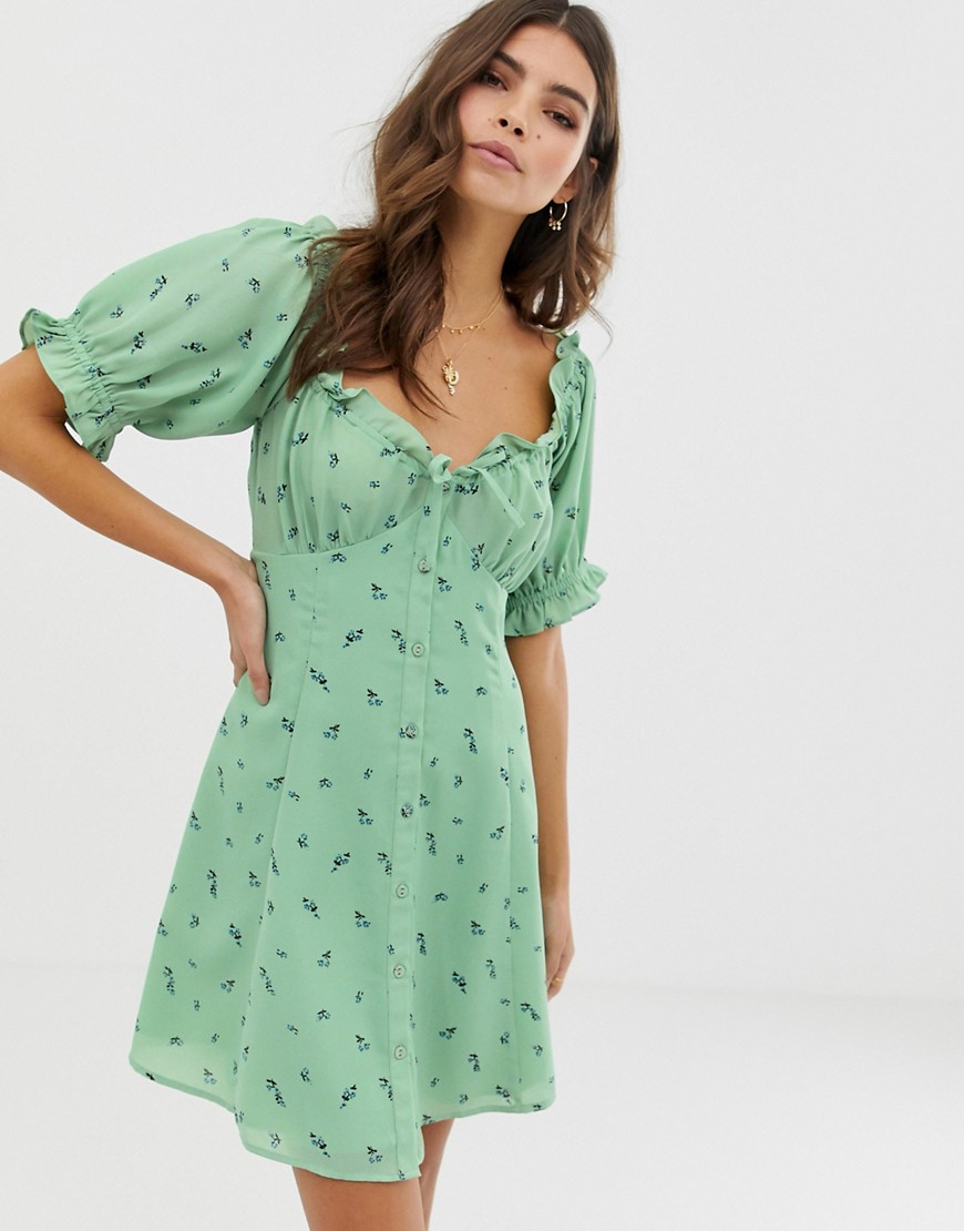 ASOS DESIGN - Ssweetheart mini-jurk met bloemenprint-Multi