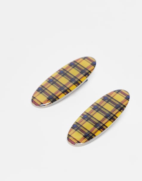 ASOS DESIGN - Sæt med 2 hårklemmer med multifarvede tern - view 1