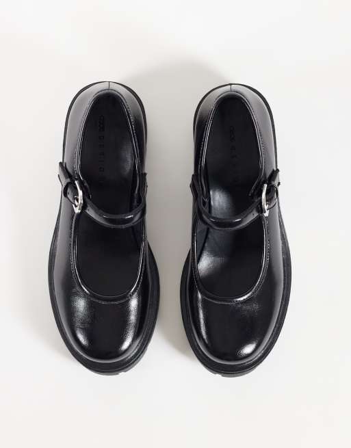 ASOS DESIGN Stable mary jane mid shoes in black patent, 2 of 4
