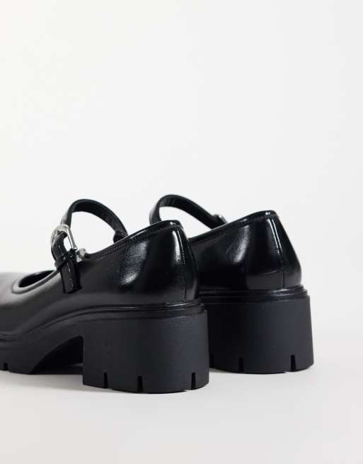 ASOS DESIGN Stable mary jane mid shoes in black patent, 4 of 4