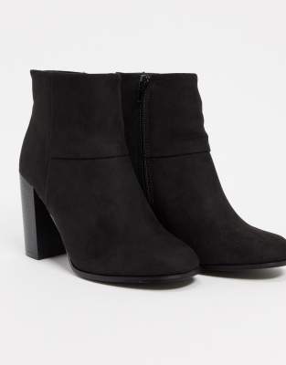 black stacked heel ankle boot