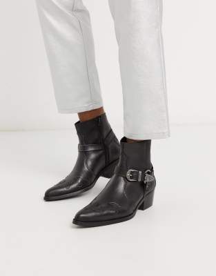 asos black buckle boots