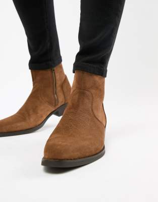 asos design stacked heel western boots